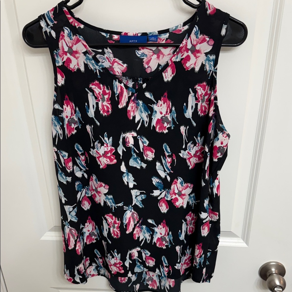 Apt. 9 Women's Sleeveless Floral Top - Black and Pink